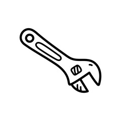 Outline Doodle Style Wrench Tool on Transparent Background Industrial Equipment Illustration Hand Drawn Line Art Style Construction Repair and Maintenance Concept