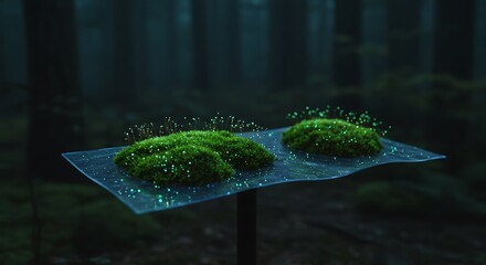 Moss on Transparent Sheet in Forest