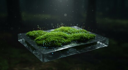 Green Moss on Clear Platform