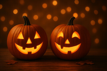 Double jack-o-lanterns halloween smiles