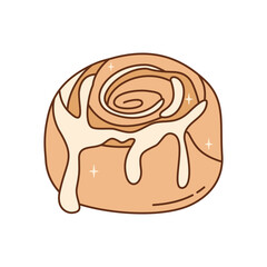Warm, gooey cinnamon roll with rich vanilla icing or glaze. A favorite winter breakfast or comforting dessert.
