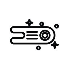 A blackoutlined icon depicts a stylized object possibly a cleaning tool with sparkles and circles around it