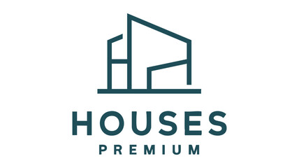 Fototapeta premium Modern geometric houses premium logo for real estate and property business