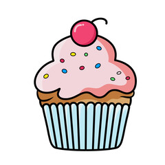 cupcake with a cherry on top- hand drawn