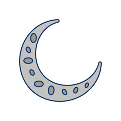 Crescentshaped object with gray interior and dark blue outline containing smaller oval shapes within