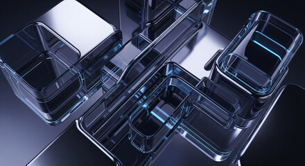 Abstract Geometric Glass and Metal Structure Background