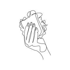 continuous line of people holding delicious sandwich fast food or junk food sketch drawing editable stroke concept for cafe, restaurant, and food shop. vector illustration