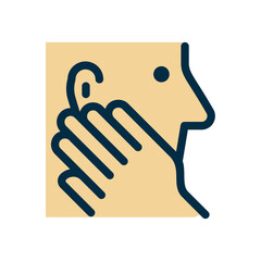 Obraz premium Dark Blue Icon Depicting Profile Head with Hand Over Mouth on Transparent Background