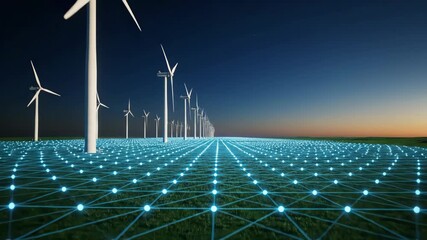 Wind Turbines and Smart Grid Sustainable Energy Concept Sustainable digital innovation - Powered by Adobe