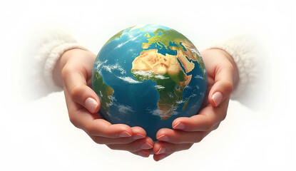 Hands holding Earth globe symbolizing care for the planet