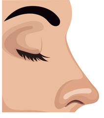 Woman Nose Side View Illustration Isolated on White Background
