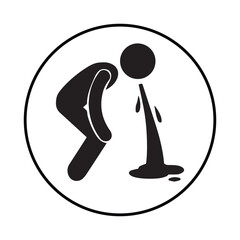 man vomit feeling icon silhouette vomit feeling illustration