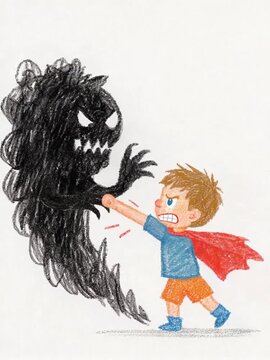 Kids fighting with demon