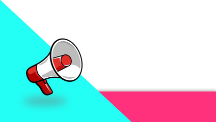 Megaphone On Bright Tri-Colored Background For Announcement And Speech Marketing Campaign Promotional Visual Design