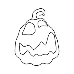 Outline for Coloring of Halloween Pumpkin. One of the Fall Holiday Symbol. Vector Illustration.
