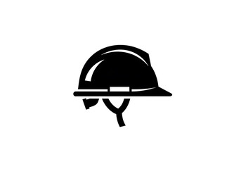 Fototapeta premium Black silhouette of a hard hat isolated on white background