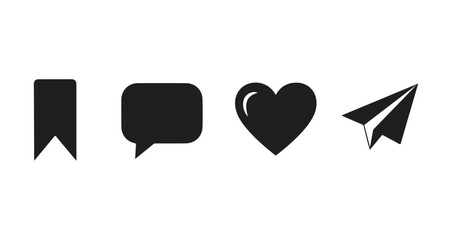 Social media icons set silhouette