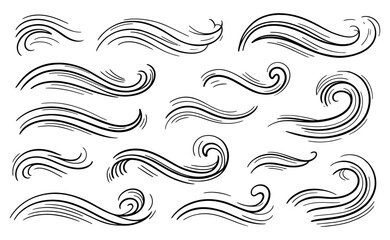 Fototapeta premium Collection of hand drawn swirls and flourishes for decorative accents and design elements vector