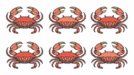 Six orange crabs arranged in a two by three grid, perfect for marine life articles or beachthemed designs on products.