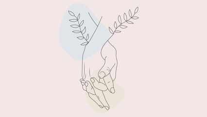 Two hands for love with leaves.