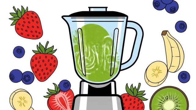 Healthy Fruit Smoothie Being Blended in a Blender.