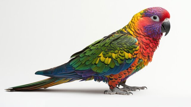 Rainbow Lorikeet posing, studio, white background, pet (1)