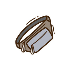 Doodle Style Bag Illustration with Transparent Background featuring Brown and Gray Colors Isolated for Creative Projects and Backgrounds