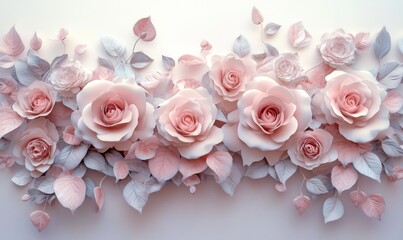 Watercolor roses in soft pink hues framing the text, romantic and elegant, 3D illustration