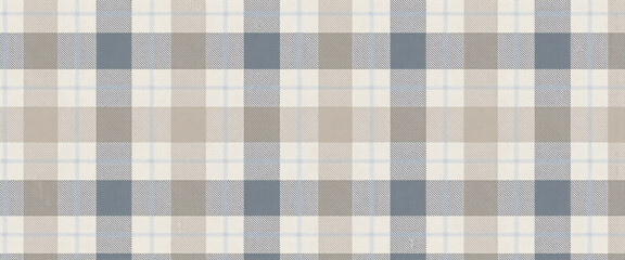 Japanese minimal plaid seamless pattern in muted gray blue and beige tones with balanced geometric textile design