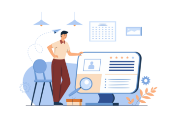 Recruiting And Searching for Application Candidates with Light Brown Shirt Man And Calendar on White Background Flat Design Illustration