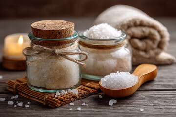 Spa Day Essentials Salt Scrub, Candle, and Towel for Relaxation