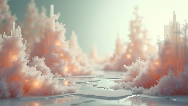 Dreamlike scenery with floating shapes and impossible geometry inspired by surrealism.
