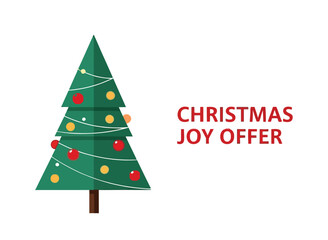 Christmas tree with ornaments isolated on white background for christmas joy offer and holiday season