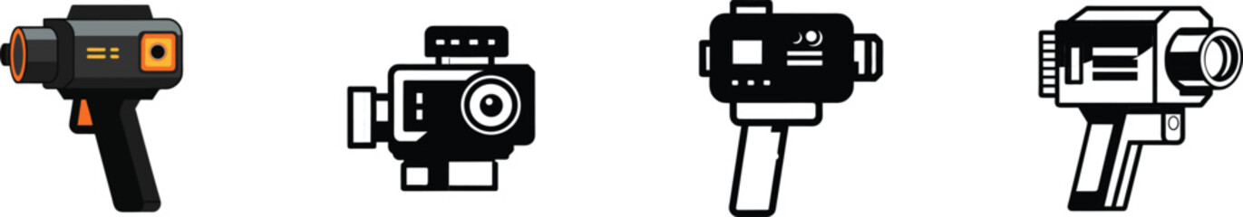 Fototapeta premium Collection of thermal imaging cameras and infrared detectors set vector