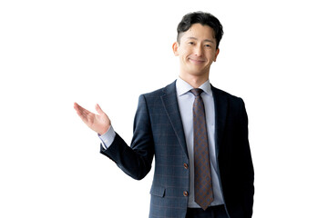 笑顔の男性ビジネスマン（背景透過PNG）