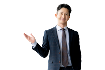 笑顔の男性ビジネスマン（背景透過PNG）