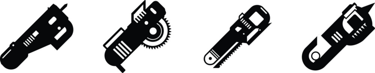 Set of four oscillating multi-tools and cutter attachments for various projects vector