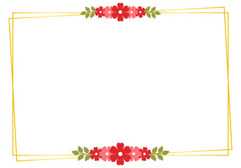 Red Botanical Border Decoration with Gold Accents