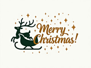 Fototapeta premium Reindeer pulling sleigh with festive text 