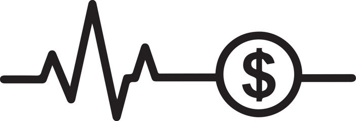 Dynamic heartbeat line transforms into a dollar sign, symbolizing financial health and growth, perfect for investment and economic themes, originally a vector graphic.