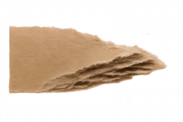 Torn brown paper piece for message or advertising, ripped cardboard texture, cutout with transparent background