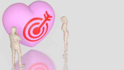 The Heart and blue eye target for romance or love concept 3d Rendering.