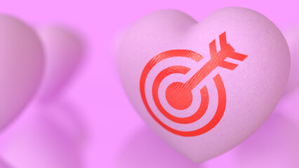 The Heart and blue eye target for romance or love concept 3d Rendering.