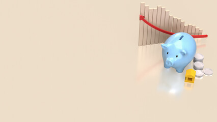 The Piggy Bank and Coins for Business or earn concept 3d rendering.