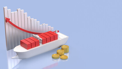 The Ship for Transport or Business concept 3d Rendering.