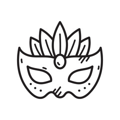 Naklejka premium Festive Mardi Gras Mask Illustration with Feather Ornament on Transparent Background