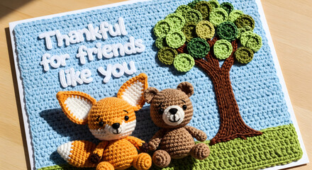 Crochet Thanksgiving Card Thankful Friends