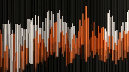 Obraz premium Abstract design of vertical cylinders in orange, white, and gray against a black background