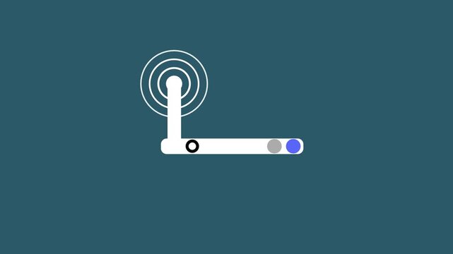 Digital technology abstract connecting tower with antennas radio wave animation background.