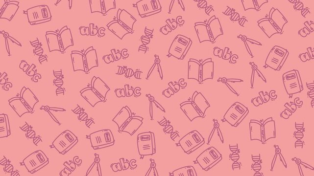 Doodle education pattern with books, compasses, dna, and letters. Ideal for school materials, educational websites, and fun design projects.